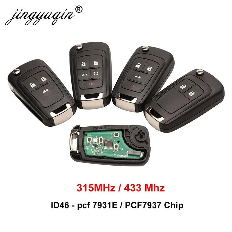 Jingyuqin voiture télécommande alarme clé pour Chevrolet Cruze Epica Lova Camaro Impala 2/3/4 bouton 315Mhz/433Mhz ID46 PCF7931E puce clé
