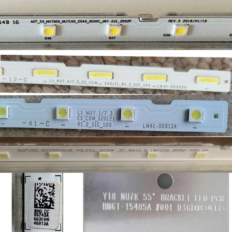 LED TVสำหรับSamsung UE55NU7170 UE55NU7172 UE55NU7105 UE55NU7120 UE55NU7102 UE55NU7140 บาร์LED Backlightแถบสายผู้ปกครอง