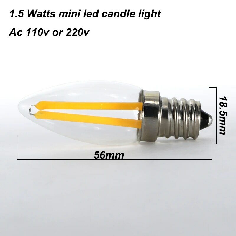 Ampoule Filament E12 Led Bulb 110v 220v 2W Super Cob Mini Candle Spot Home Decor Lighting Glass Shell For Chandeliers Wall Lamp