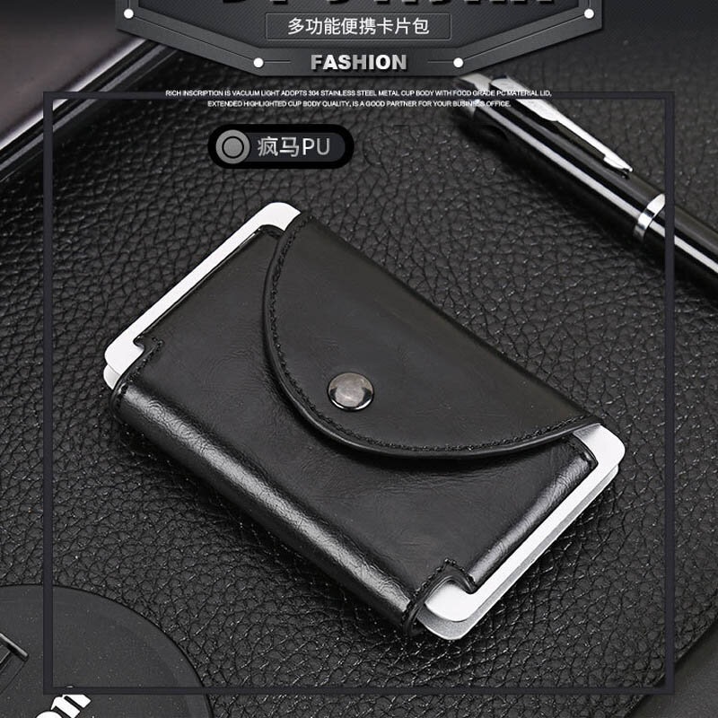 Модный брендовый Органайзер с застежкой, держатель для кредитных карт из искусственной кожи, чехол для ID визиток, минималистичный кошелек для карт, 2020