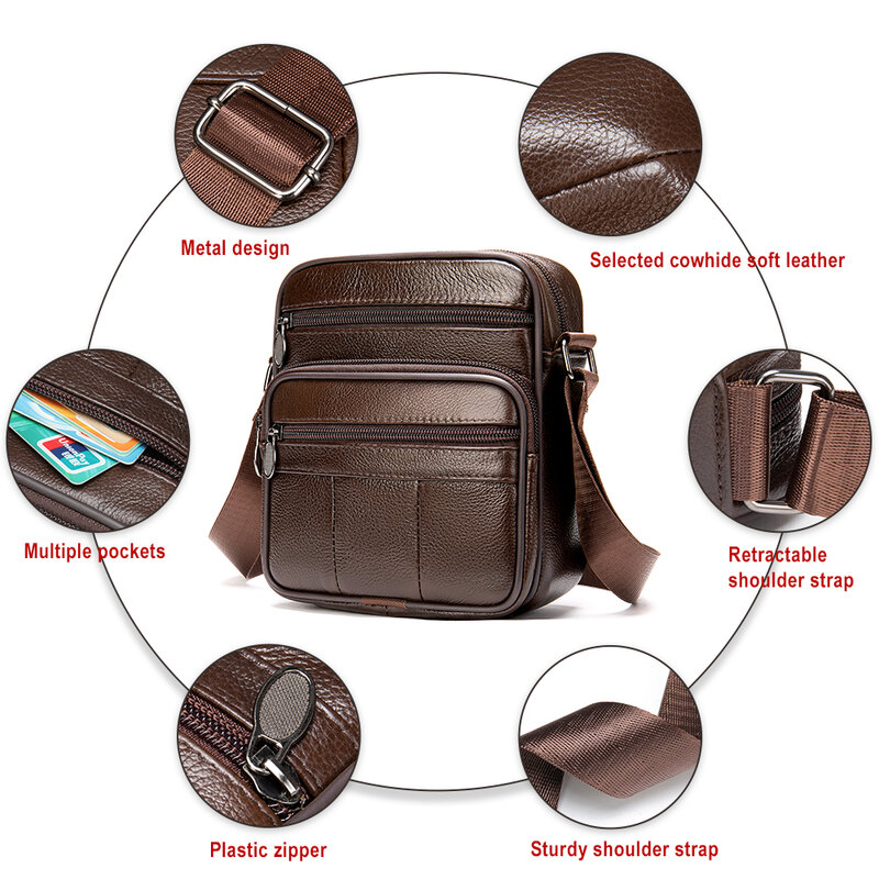 MVA – sacs à bandoulière en cuir véritable pour hommes, sacoche décontractée, nouvelle collection