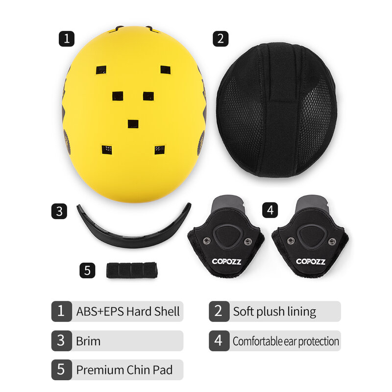 COPOZZ  Kids Cartoons Ski Helmet  Integrally-molded Safety Outdoor Skiing Cycling Protection Helmet Skiing Equipment