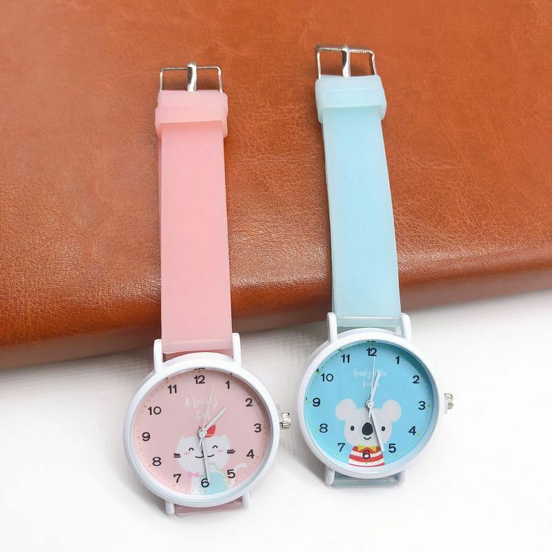 Relógio de pulso luminoso estilo harajuku, relógio de pulso de silicone com desenhos animados, para estudantes e mulheres