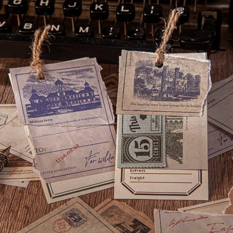 Dimi 50 Blätter Vintage Ticket Memo Pads Retro Notizblöcke Haftnotizen für Scrapbooking Journal Tagebuch Büro Schule Schreibwaren