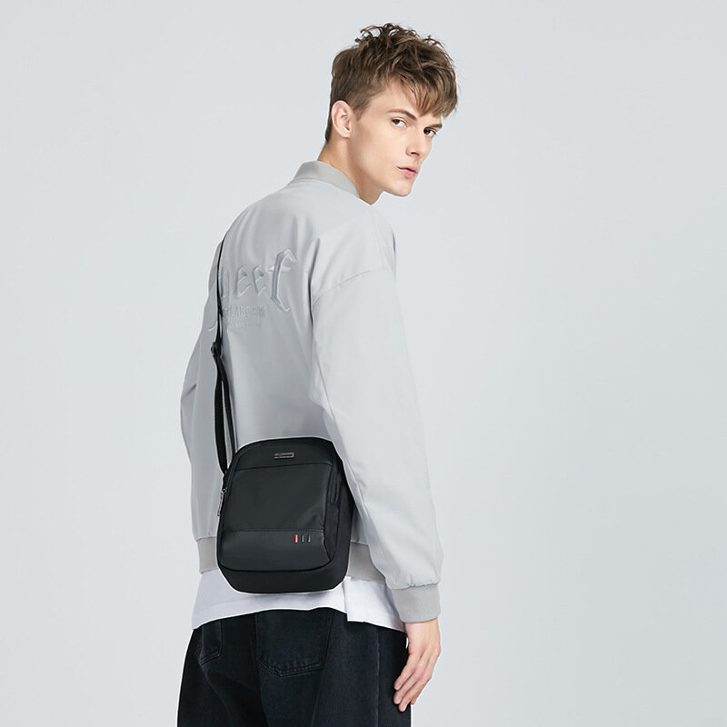 패션 남성 싱글 숄더백 폴리에스테르 안티 스플래시 대용량 메신저 가방, 스포츠 레저 가방