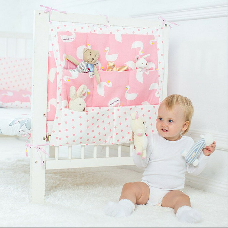 Kartun Kamar Nursery Gantung Tas Penyimpanan Bayi Cot Bed Tempat Tidur Organizer Mainan Popok Saku untuk Baru Lahir Crib Selimut Set 50*60 Cm