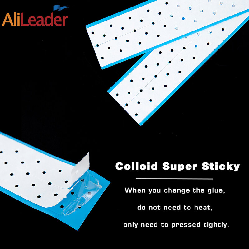 Alileader-접착식 가발 테이프 익스텐다-본드 플러스 양면 가발 테이프 탭, 숨쉬는 구멍 포함, 파란색 레이스 프런트 가발 가발