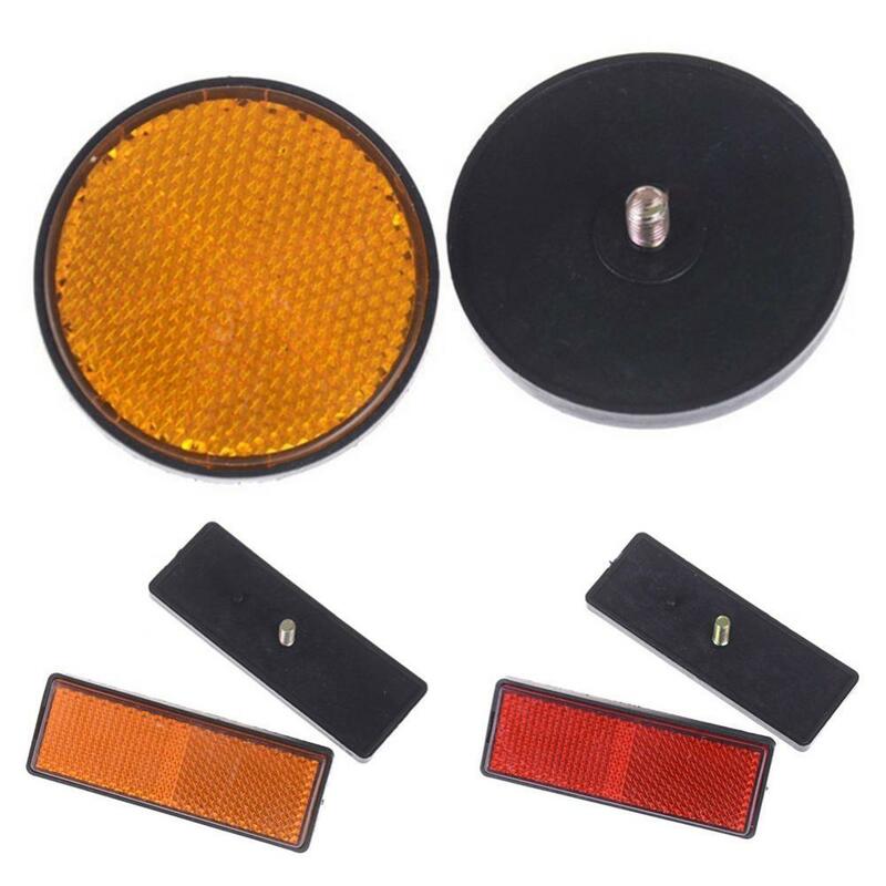 2Pcs Rectangle Round Cinta Reflectante Car Motorcycle Bike Caravan Lorry car Exterior Accessories Screw On Safety Reflector