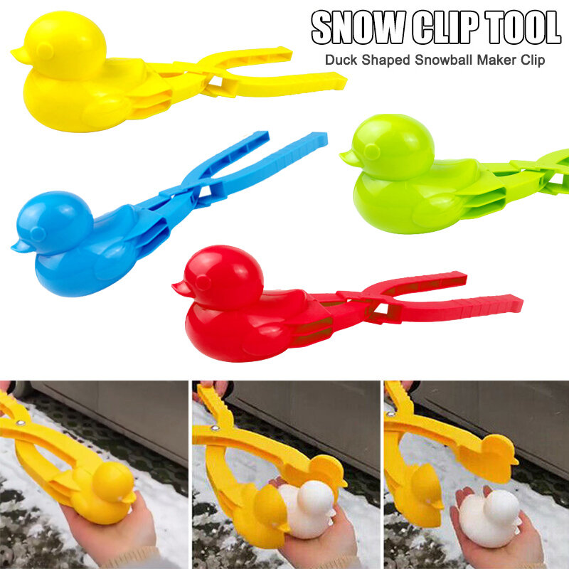 Pinza para Hacer bolas de nieve en forma de pato, molde de plástico para nieve y arena, herramienta para lucha de bolas de nieve, juguetes deportivos divertidos al aire libre para niños, Invierno