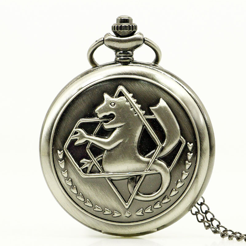 Reloj de bolsillo de alta calidad para hombre, pulsera de metal completo, Edward Elric Alchemist, Cosplay, esmalte opaco, collar, cadena Fob