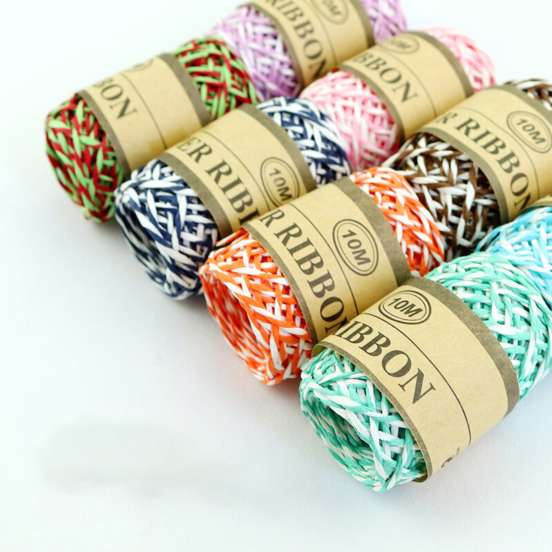 Bocheng DIY Raffia Colorful Paper Rope Braided 8 Colors 10M Handmade Accessory Crafts Twine String Wrapping Decoration Scrapbook