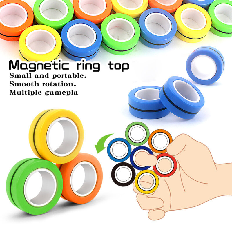 Finger Magnetic Rings Anti-stress  Magnetic Fidget Toys Spinner Autism ADHD Anxiety Relief Kids Decompression