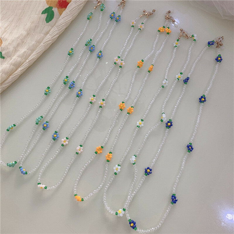 Resin Colorful Hand Made Daisy Flowers Trend Sweet Summer Anti-lost Glasses Chain for Women Girls Daily Jewelry Gift Korean