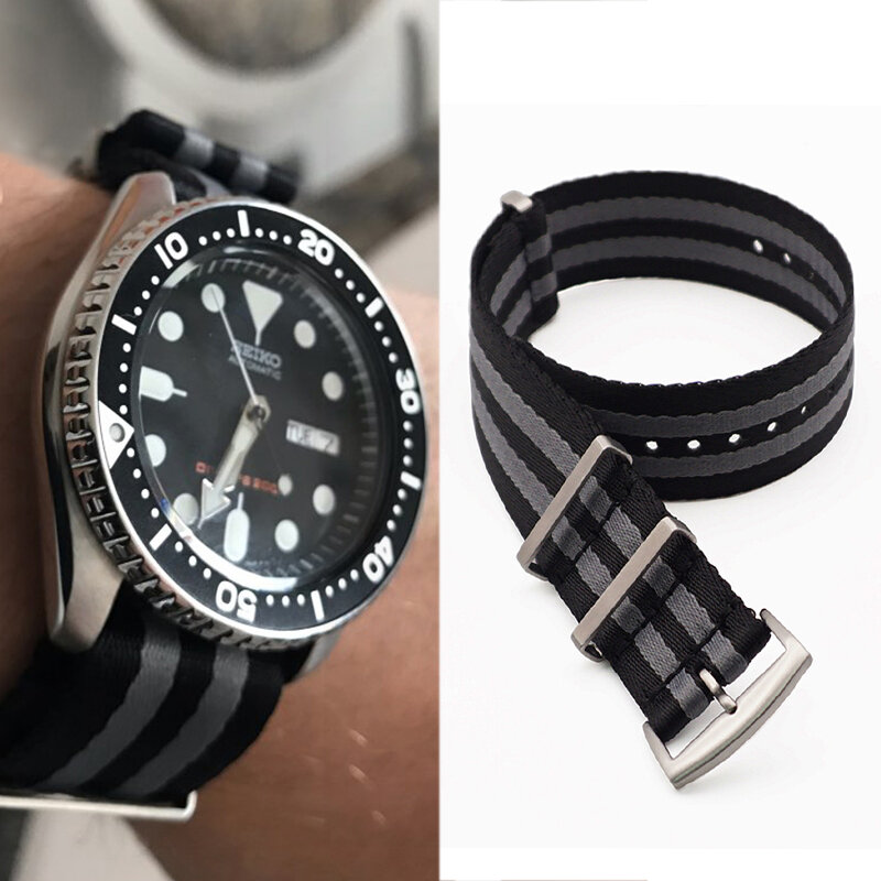 Premium Qualität Fischgräten 20mm 22mm Sicherheitsgurt Uhr Band Nylon Nato armband Für 007 James Bond Military Gestreiften Ersatz uhr