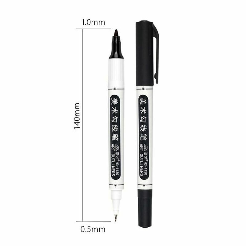 Twin Tip Waterproof Permanent Dual tip 0.5/1.0 mm Nib Fine & Ultra-Fine Points, Black Blue Red Art Marker Pens Office Stationery