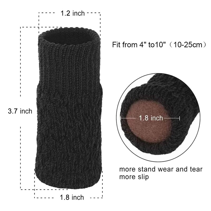 24 pçs elástico antiderrapante tricô móveis cadeira perna meias-protetores de piso, almofadas de móveis tampas (preto)