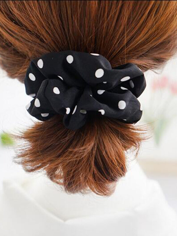 Furling Girl-gomas elásticas para el pelo para mujer, accesorios para el cabello de poliéster con estampado de puntos bohemios, 1 unidad