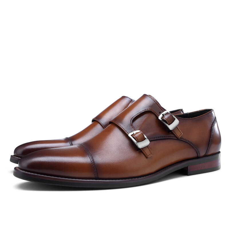 QYFCIOUFU/мужские классические модельные туфли из натуральной кожи с двойным ремешком; мужские туфли высокого качества; классическая элегантна...