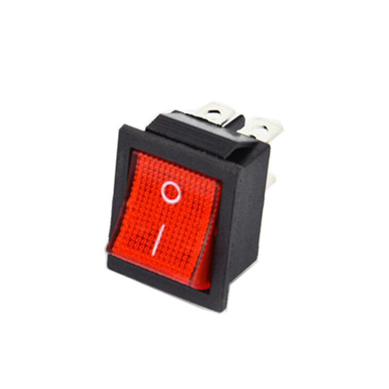 Tapa de interruptor basculante redonda con botón pulsador de plástico LED, rojo, negro, 2 pines, 6A 250V, 10A, 125VAC