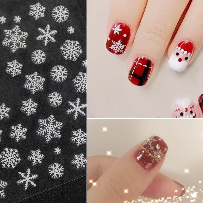 1 pezzo adesivi per unghie di natale decalcomanie fiocchi di neve buste decorazioni natalizie pupazzo di neve per unghie invernali strumenti per manicure