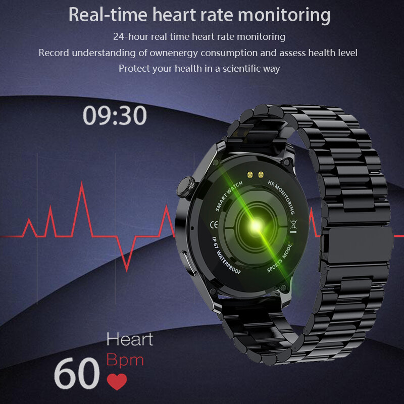 LIGE-Bluetooth Call Smart Watch para Homens, Full Touch, Relógios de Fitness Esportivo, Impermeável, Freqüência Cardíaca, Pulseira de Aço, Smartwatch, Android, iOS, Novo