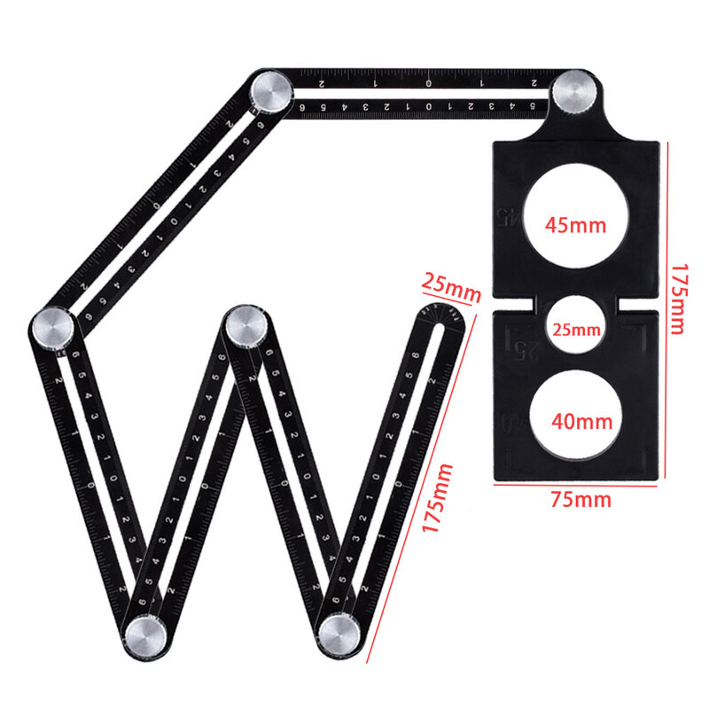 Baldosas de cerámica agujero de seis-Regla de doblez Universal agujero VI con posicionamiento de ángulo fijo de medición plegable ajustable herramienta
