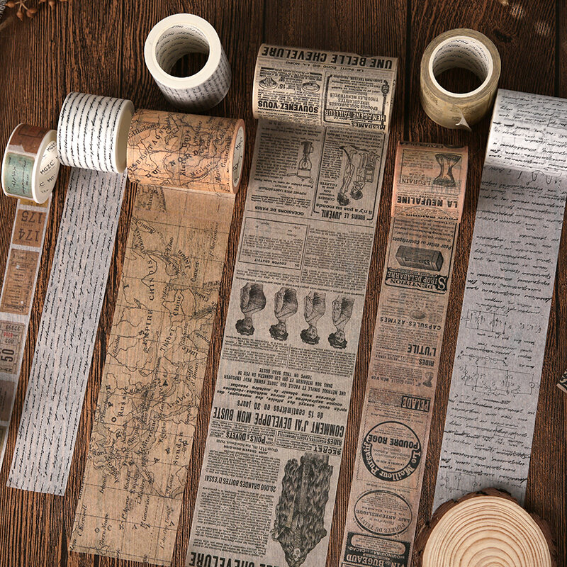 Journamm Estilo Vintage Washi Paper Tape, Scrapbooking Adesivo, Material Escolar, Decoração, Fitas de Papelaria Criativas DIY, 11 Projetos