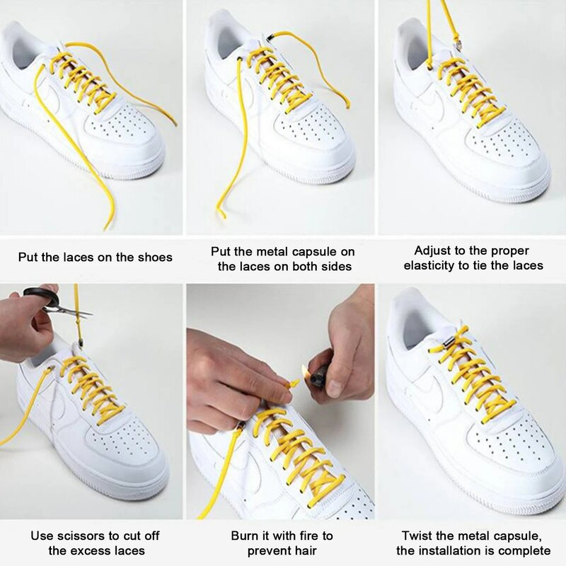 เชือกผูกรองเท้าหัวเข็มขัดล็อคโลหะ Shoelaces อุปกรณ์เสริมไม่มี Tie Shoelaces ลูกไม้โลหะ Lockfor ไม่มี Tie Shoelaces รองเท้าผ้าใบชุด