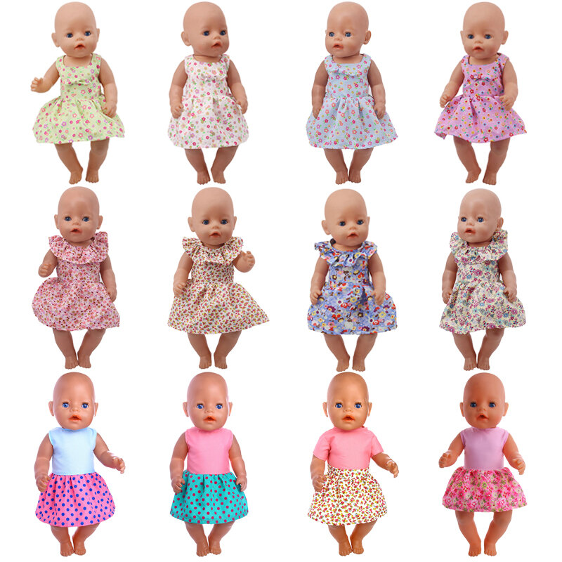 Pakaian Boneka 15 Gaun Warna-warni dengan Dasi Kupu-kupu Cocok 18 Inci Amerika & 43 Cm Boneka Bayi Baru Lahir Generasi Zaps Mainan Anak Perempuan Natal