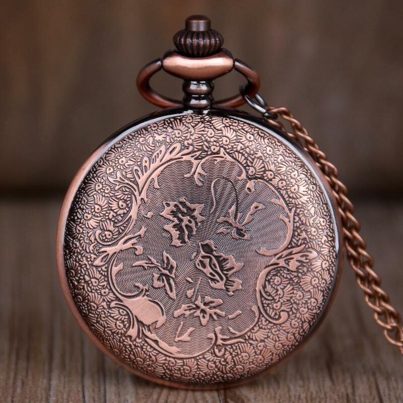 Vintage Hollow Horse Quartz Pocket Watches Analog White Dial Pocket Watches for Men Women Watches Unisex Necklace Chain