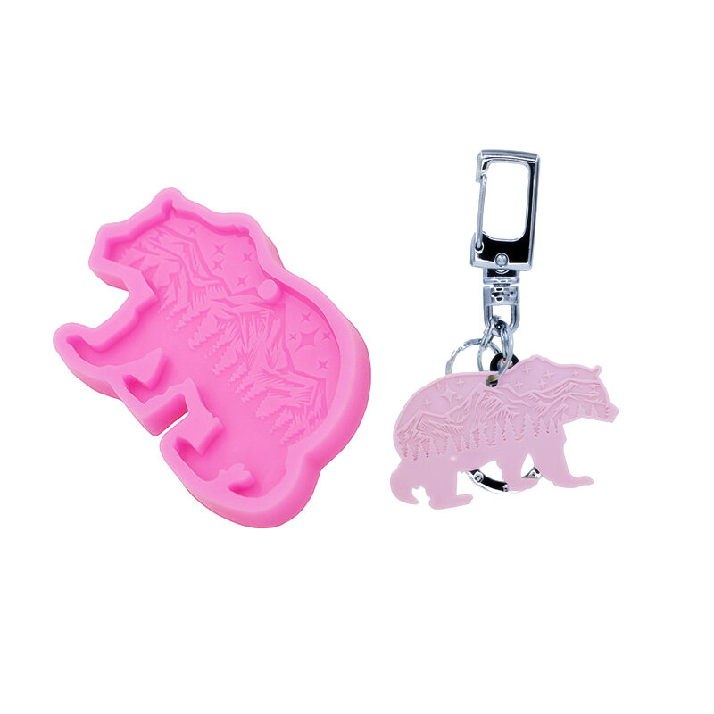 Forest Bear Keychain Mould Fashion Jewelry Pendant Silicone Mould. Bear resin epoxy silicone mold kitchen baking cooking gadgets