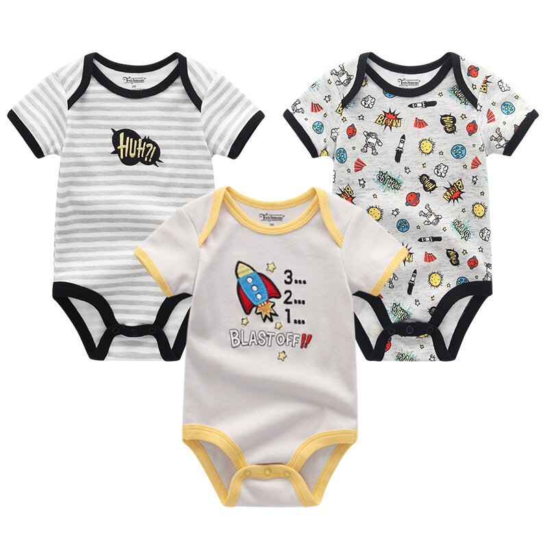 Baby Boy Jumpsuits 3 Pieces Newborn Clothes Set Toddler Girl Bodysuit Kiddiezoom Clothing 100%Cotton Soft Infant Rompers 0-12M