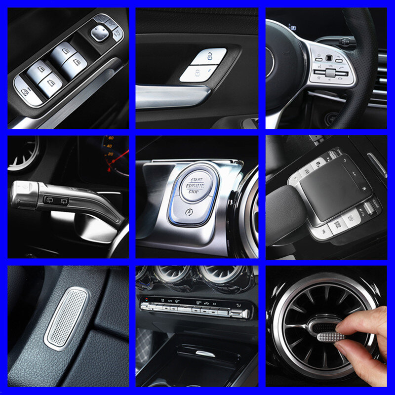 Botones de elevación de cristal para ventana de coche, decoración de lentejuelas para Mercedes Benz clase A y B, CLA, GLA, GLB, X247, calcomanías para volante 2020