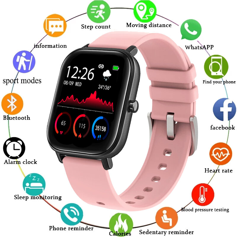 Luik Nieuwe IP68 Waterdichte Smartwatch Vrouwen Sport Fitness Tracker Hartslagmeter Android Ios Full Touch Screen Mannen Smartwatch