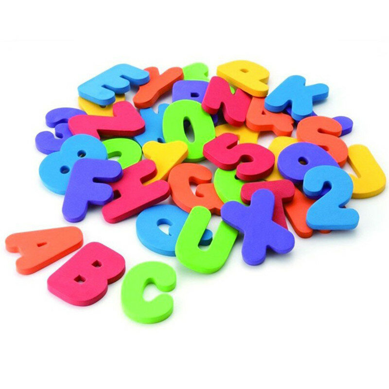 36 pz/set alfanumerico lettera Puzzle giocattoli da bagno per bambini morbidi EVA bambini giocattoli d'acqua per bambini per bagno aspirazione educativa precoce fino a