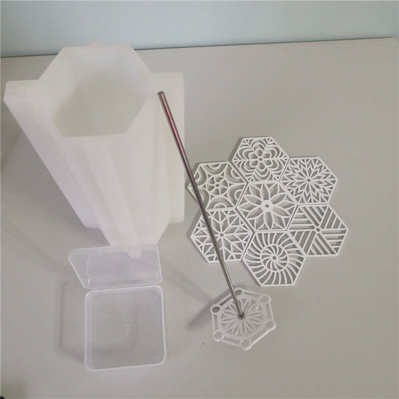 Molde de columna hexagonal con ocho patrones acrílicos, herramientas creativas para hacer jabón, novedad de 2022