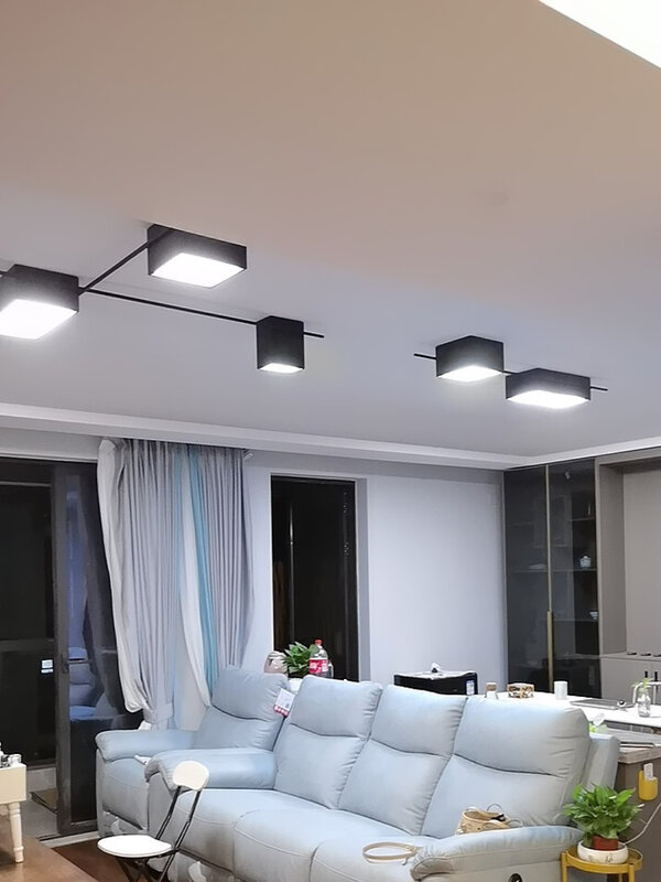 Черный светодиодный потолочный светильник, 110 В, 220 В, современный потолочный светильник для гостиной, спальни, столовой, кухни, комнатные домашние светильники