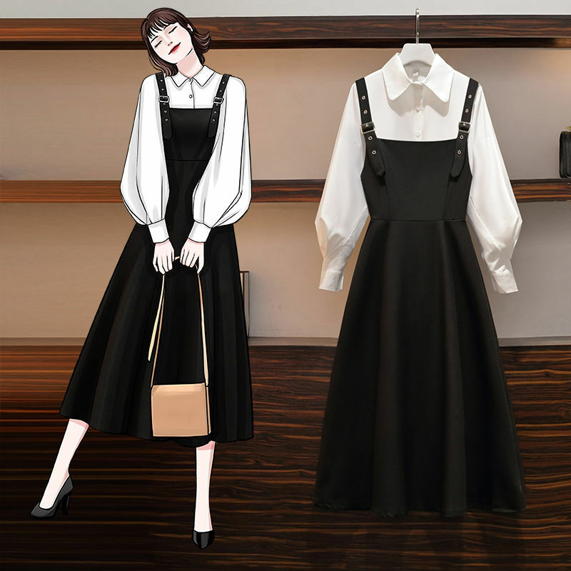 Платье женское длинное на бретельках с пышными рукавами, модная рубашка в стиле «лолита» для студентов школы, винтажный комбинезон в стиле ретро, на лето
