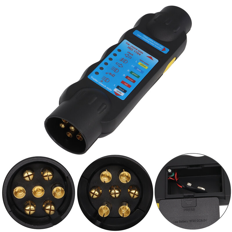 European 7 Pin 12V Trailer Socket Tester High Quality Wiring Circuit Light Test Tool Truck Accessories Car Circuit Testing Tools