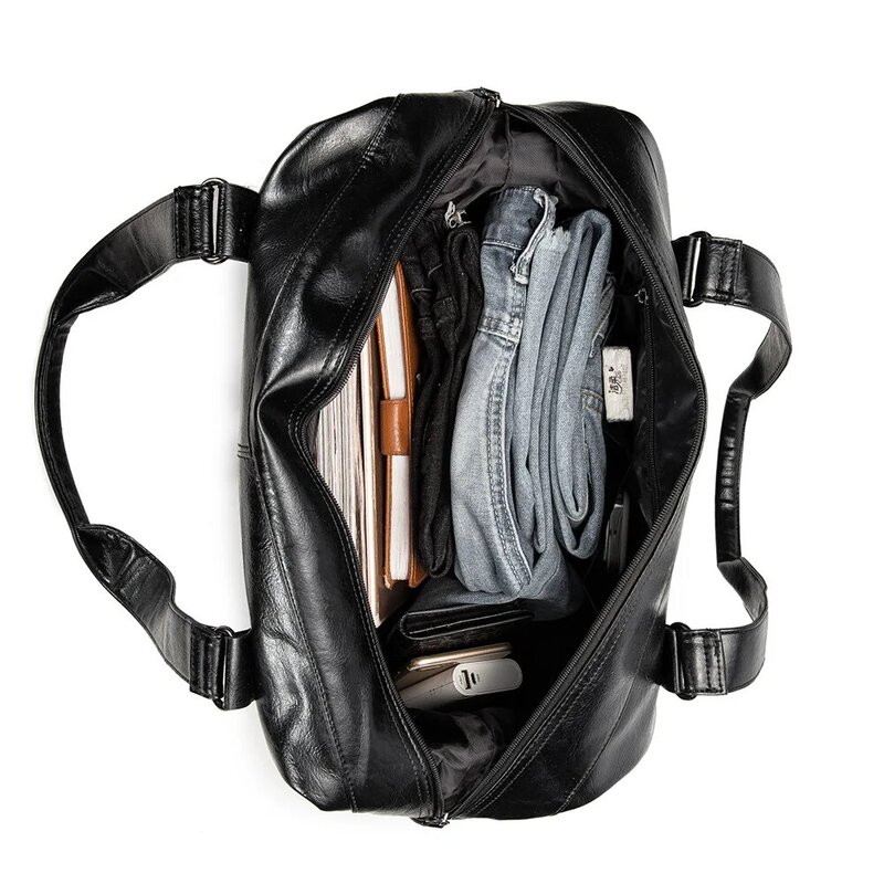 Weysfor PU Leather Briefcase Bag Travel Suitcase Messenger Shoulder Tote Back Handbag Large Casual Business Laptop Pocket