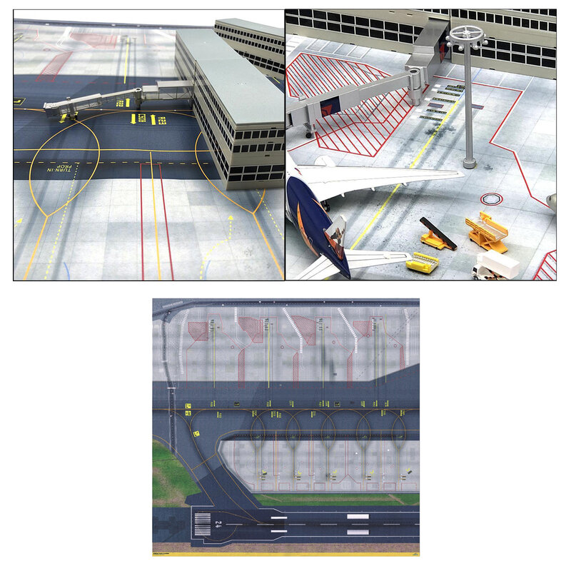 Modelo aeroporto layout folha/avental para 1/400 e 1/500 pista seções folha aeroporto aeroporto portão torre diorama suporte à terra