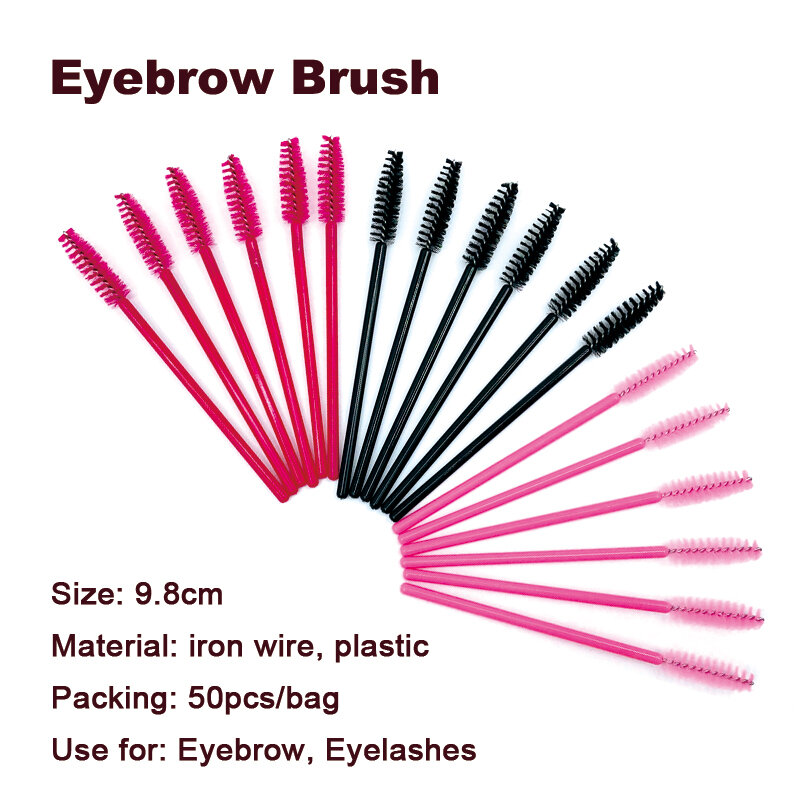 NATUHANA Premium 100Pcs Disposable Eyelash Extension Cleaning Brush Micro Mascara Wand Lash Eyebrow Brush Applicator Spoolers