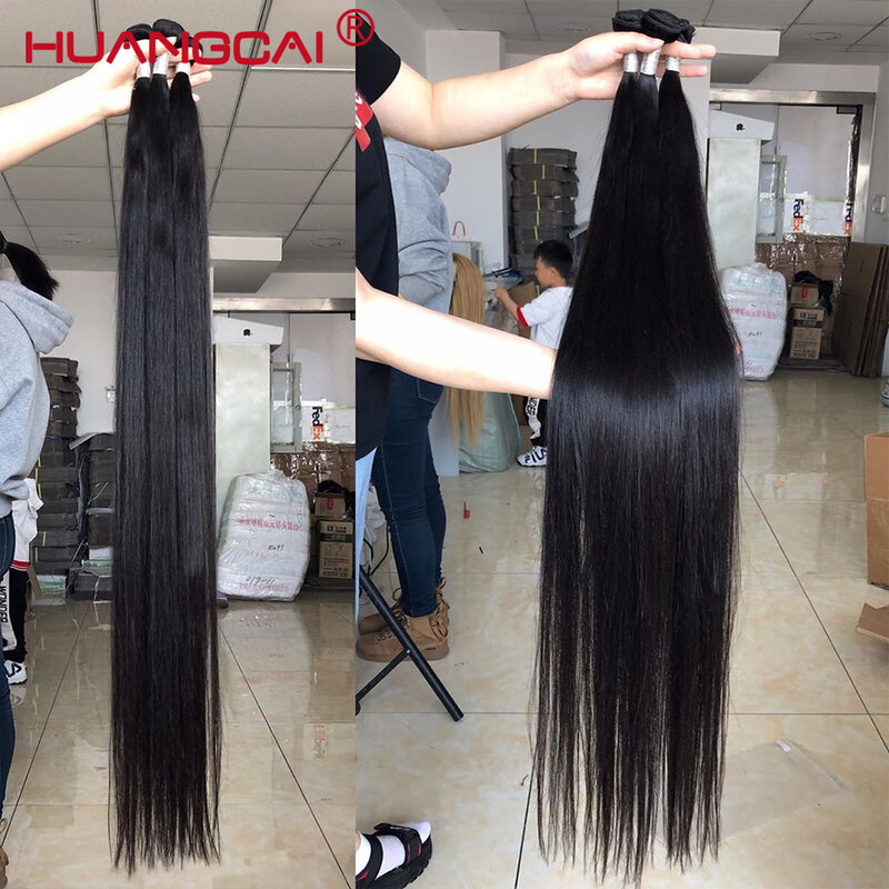 Bundel rambut lurus Brasil panjang-ekstensi rambut manusia alami, 10-40 inci, 1/3/4 tersedia