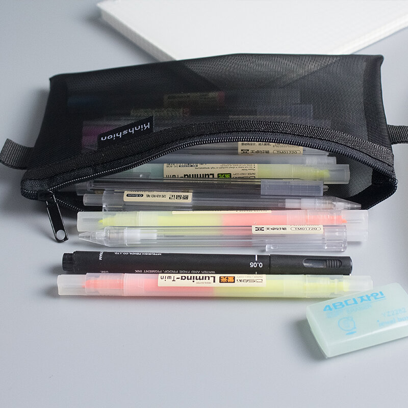 심플한 투명 메쉬 필통, 사무실 학생 필통, 나일론 칼렘 쿠투스, 학용품 펜 상자