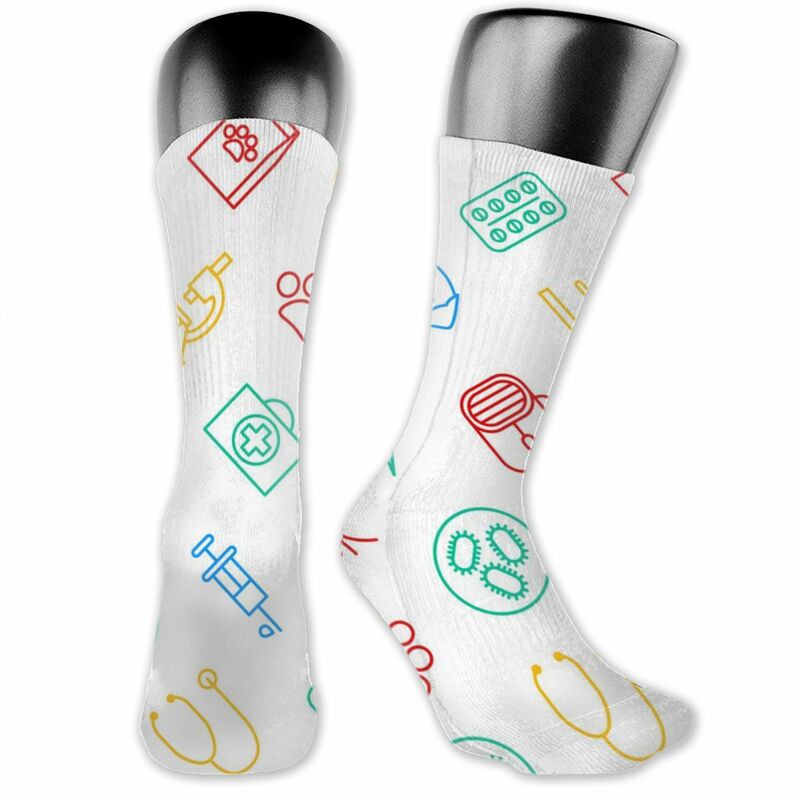 NOISYDESIGNS Männer Frauen Winter Socken Tierarzt Muster Mid Lange Socken Lustige Gedruckt Weiß Trendy Socken Für Frauen