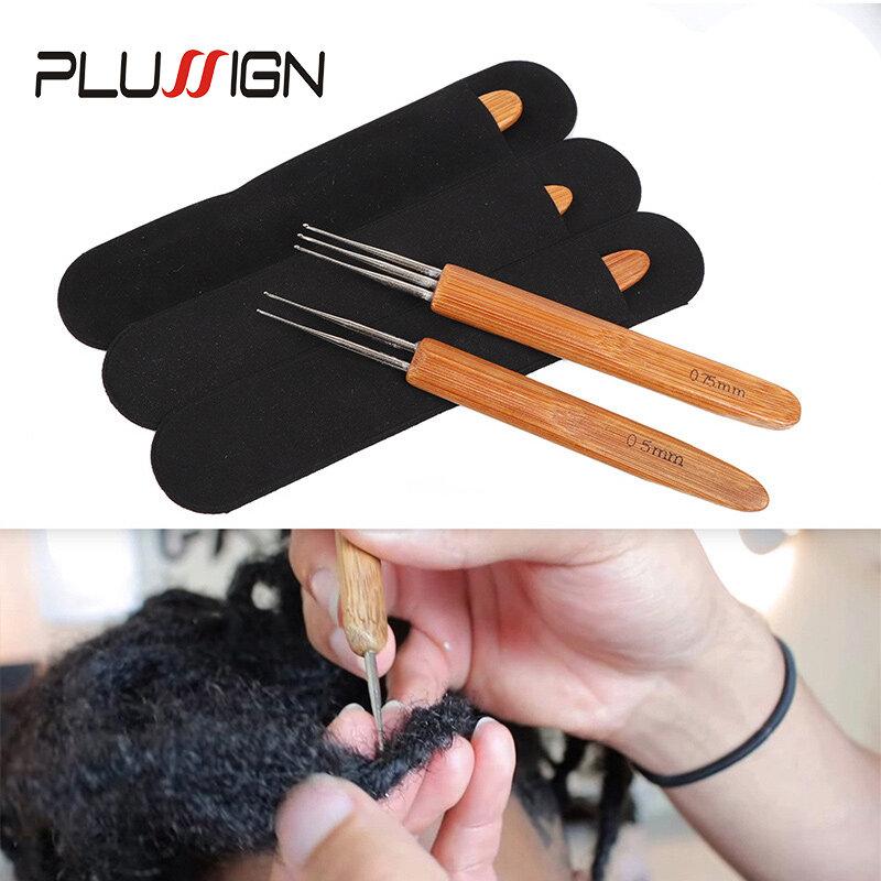 Plussinal-Agulhas de crochê para cabelo Dreadlock, Ferramenta de agulha para Braid Craft, Venda quente, Gancho para Dreadlocks, 0.5mm, 0.75mm