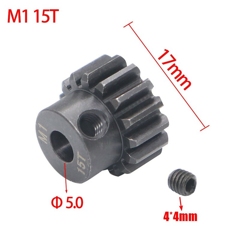 AJRC M1 5mm 15T 16T 17T 18T 20T 21T Black steel metal Pinion Motor Gear For 1/8 Rc Model Car Motor