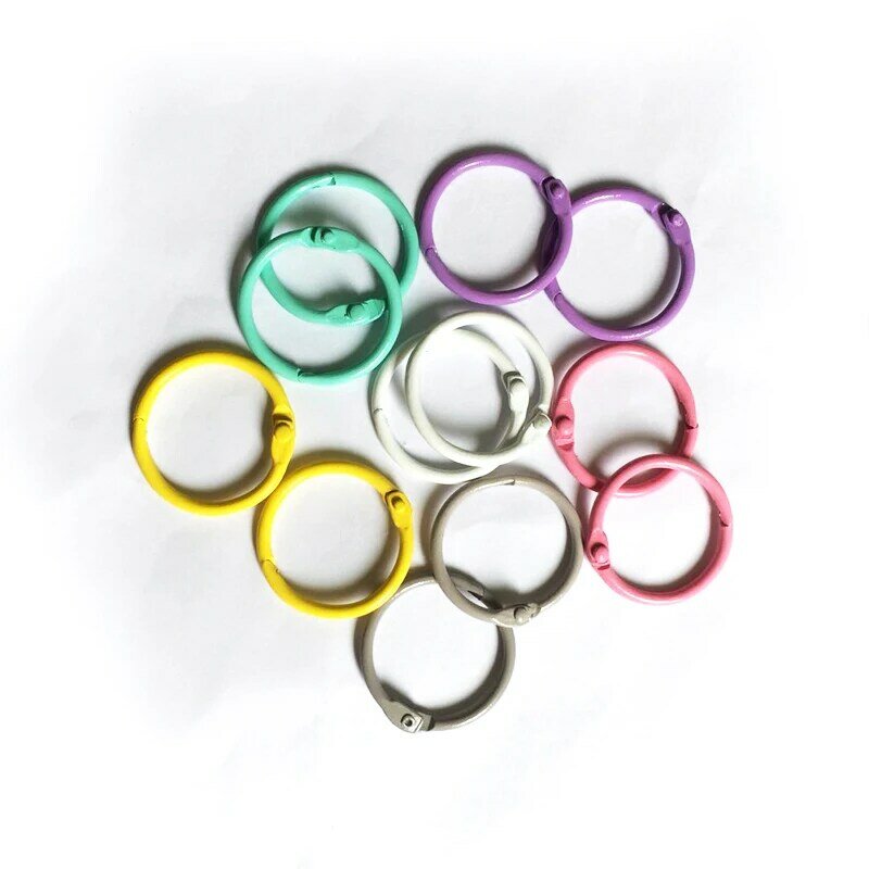 12pçs anel de metal colorido divisor, anel de metal colorido com folhas soltas, anel circular multifuncional, suprimentos de ligação de escritório diy 30mm, chaveiro