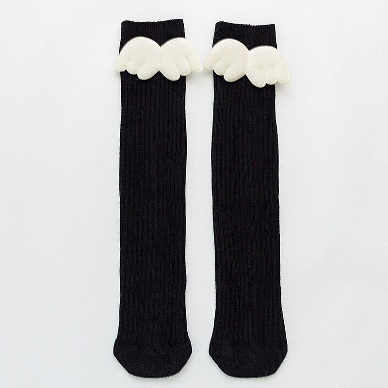 Calcetines largos de algodón suave para niñas, medias hasta la rodilla, de ala de Ángel, sólido, para niños de 2 a 8 años, novedad