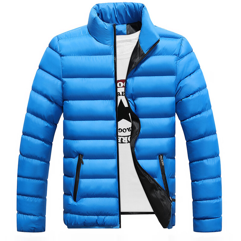 Jaqueta parka masculina, casaco de inverno casual resistente com gola alta para homens, jaqueta acolchoada de algodão